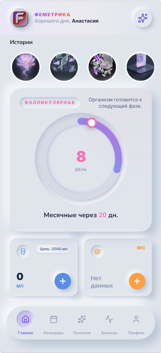 Дашборд — трекер цикла и виджеты